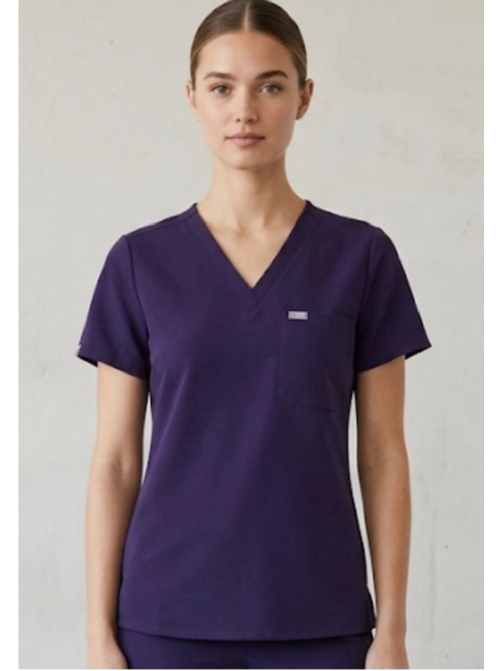 FIGS Catarina One-Pocket Scrub Top - Deep Purple